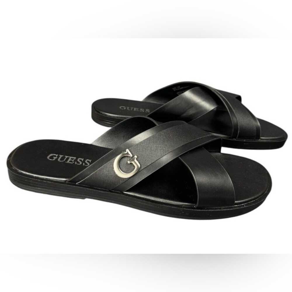 NEW Guess Black Cross-Strap Slides - size 13
